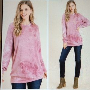 🫐 Super boutique pink tie dye top.  Pink bonbon